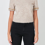 Trimmed Knit Short Sleeve Top