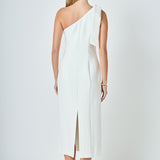 One Shoulder Bow Accent Midi Dress