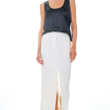 Mid-Waisted Front Slit Maxi Skirt