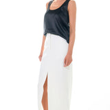 Mid-Waisted Front Slit Maxi Skirt
