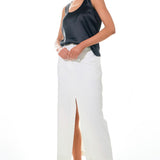 Mid-Waisted Front Slit Maxi Skirt