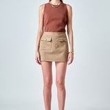 Faux Suede Pocketed Mini Skirt