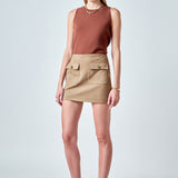 Faux Suede Pocketed Mini Skirt