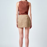 Faux Suede Pocketed Mini Skirt