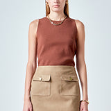 Faux Suede Pocketed Mini Skirt