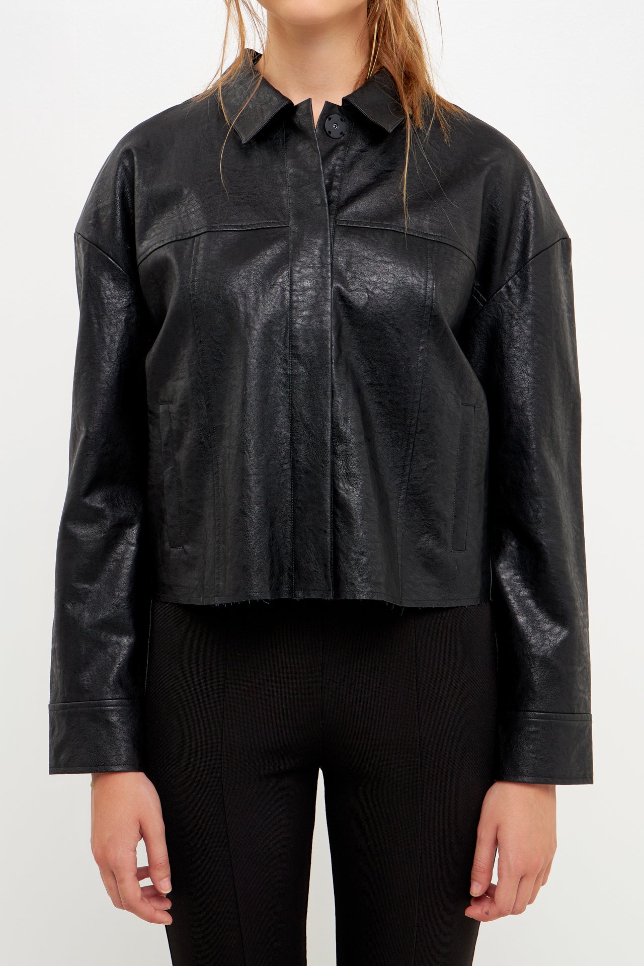 GREY LAB-Oversized Faux Leather Jacket-JACKETS available at Objectrare