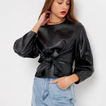 GREY LAB - Pu Leather Top with Tie - TOPS available at Objectrare