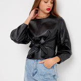 GREY LAB - Pu Leather Top with Tie - TOPS available at Objectrare