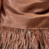 Satin Cowl Neck Top with Feather
