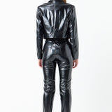 Cropped Faux Leather Jacket