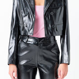 Cropped Faux Leather Jacket