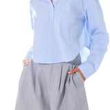 Pinstripe Cropped Collared Shirt