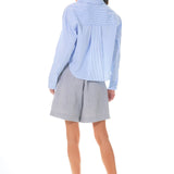 Pinstripe Cropped Collared Shirt