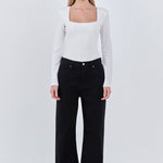 GREY LAB-Square Neck Shoulder Pad Bodysuit-TOPS available at Objectrare