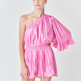 One Shoulder Shiny Romper