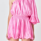 One Shoulder Shiny Romper