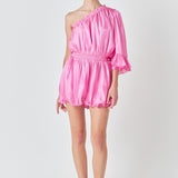 One Shoulder Shiny Romper