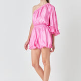 One Shoulder Shiny Romper