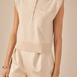 Soft Sleeveless Knit Polo Top