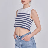 Striped Knit Sleeveless Top