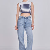 Striped Knit Sleeveless Top