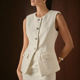 Jewel Buttoned Tweed Vest