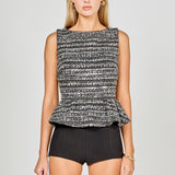 Sequin Textured Peplum Top