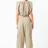 Low Waisted Pleated Cargo Pants