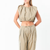 Low Waisted Pleated Cargo Pants