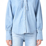 GREY LAB-Denim Shirt with Tie-SHIRTS & BLOUSES available at Objectrare