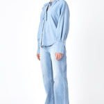 GREY LAB-Denim Shirt with Tie-SHIRTS & BLOUSES available at Objectrare