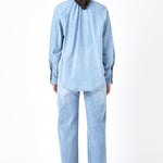 GREY LAB-Denim Shirt with Tie-SHIRTS & BLOUSES available at Objectrare