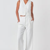 Pinstrpied Vest with Welted Pocket