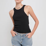 Ribbed Racer Back Slick Tank