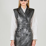 Pu Double Breasted Mini Dress