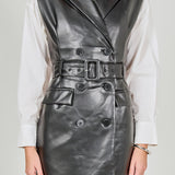 Pu Double Breasted Mini Dress