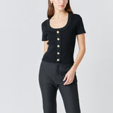 Shank Button Knit Top