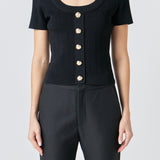 Shank Button Knit Top