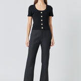 Shank Button Knit Top