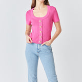 Shank Button Knit Top