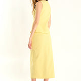 Front Slit Linen Midi Skirt