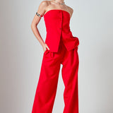 Mid Rise Pleated Wide leg Trousers