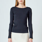 Lurex Buttoned Long Sleeve Top