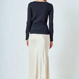 Lurex Buttoned Long Sleeve Top