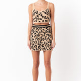 Leopard Knit Mini Skirt