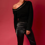 Chain Trimmed One Shoulder Top