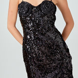 Sequin Flower Mini Dress