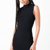 Mock Neck Sleeveless Knit Mini Dress