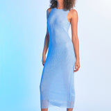 Rhinestone Mesh Midi Dress