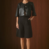 Faux Leather Cropped Jacket